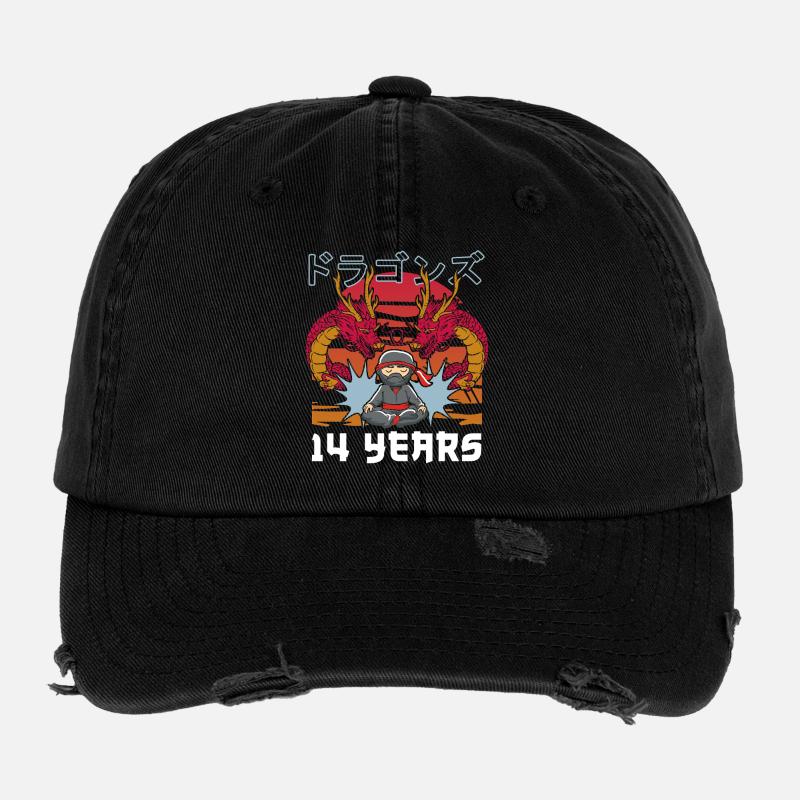 14 ans de ninja dragon zen Casquette vintage effet usé Flexfit