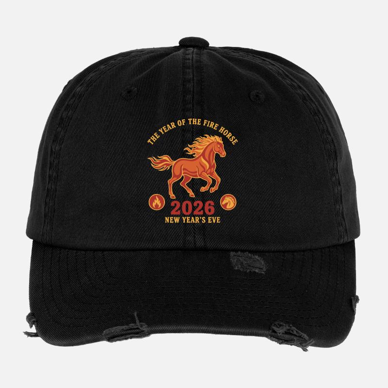 L’Année du Cheval de Feu 2026 Réveillon du Nouvel An Casquette vintage effet usé Flexfit