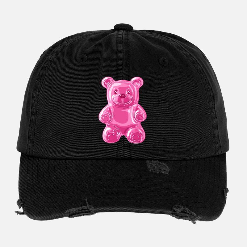Ours Pailleté Rose Casquette vintage effet usé Flexfit