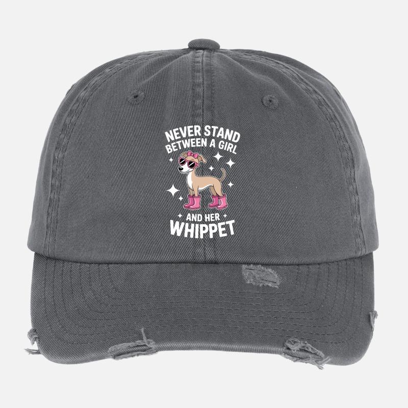 Whippet Spruch Mädchen Lustiges Whippet Geschenk Flexfit Vintage Destroyed Cap