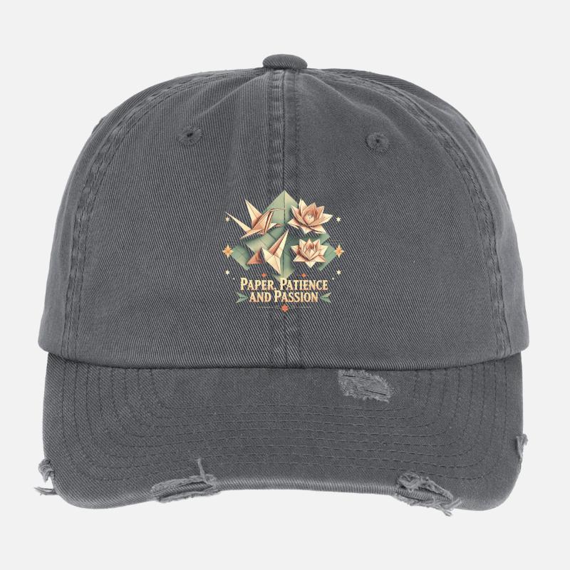 Origami Paper Patience And Passion Flexfit Vintage Destroyed Cap