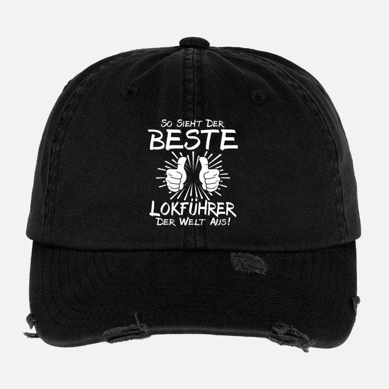 Bester Lokführer - Flexfit Vintage Destroyed Cap - Schwarz