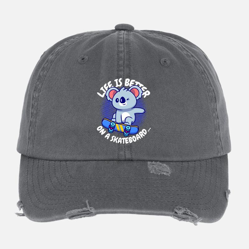 Koala Skateboard Lebensfreude Flexfit Vintage Destroyed Cap