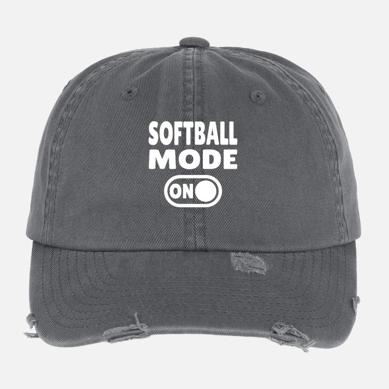 Softball Mode ON Flexfit Vintage Destroyed Cap