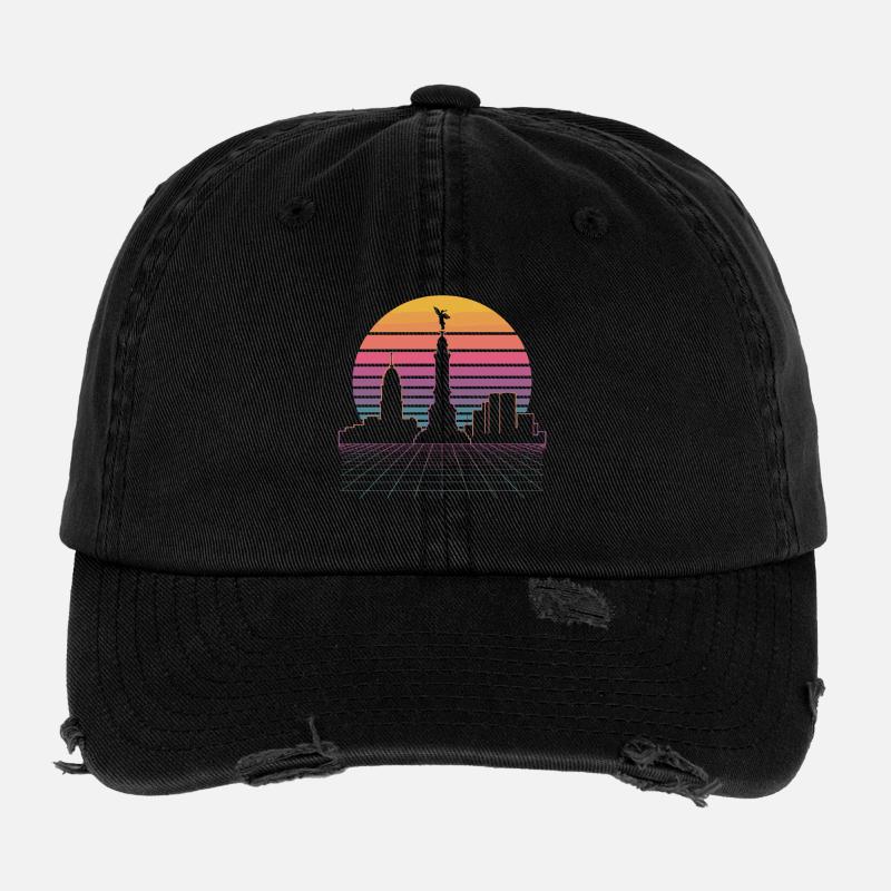 Skyline du coucher de soleil - Mexico Casquette vintage effet usé Flexfit