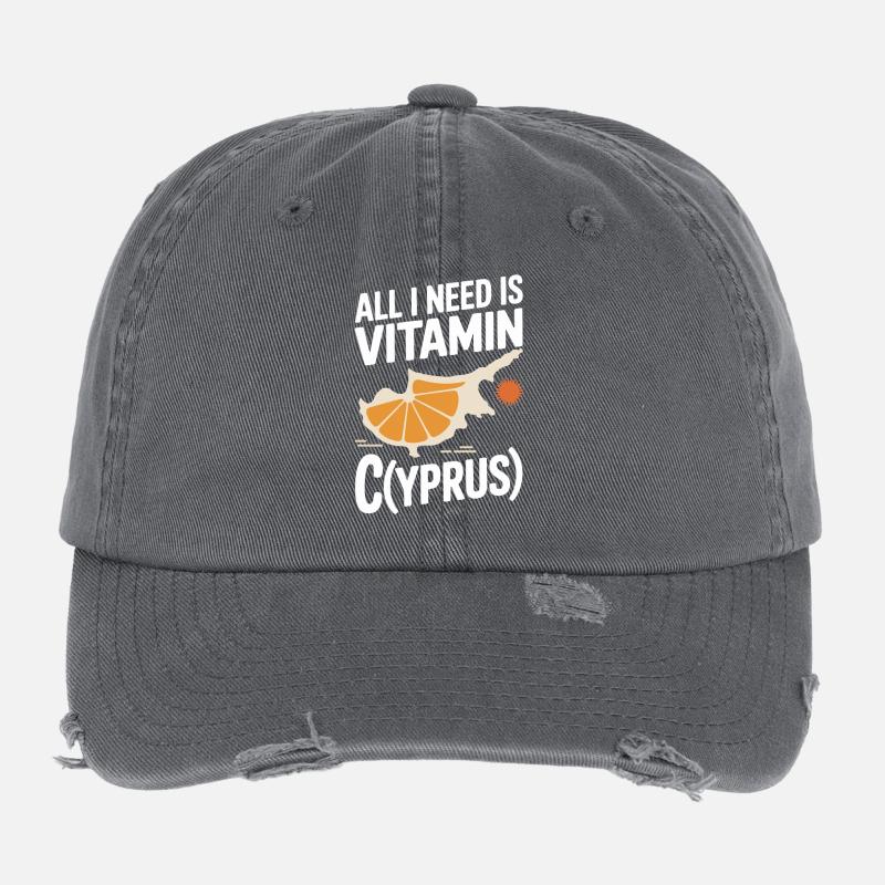 Chypre Tout ce dont j’ai besoin, c’est de vitamines Chypre Drapeau chypriote Casquette vintage effet usé Flexfit