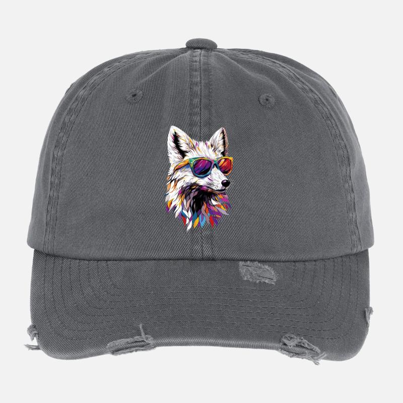 Polarfuchs Schneefuchs Eisfuchs Süßer Weißer Fuchs Flexfit Vintage Destroyed Cap