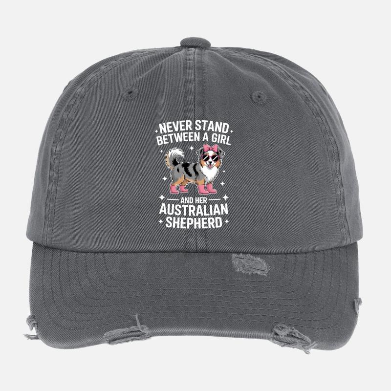 Australian Shepherd Saying Shepherd Gift Flexfit Vintage Destroyed Cap