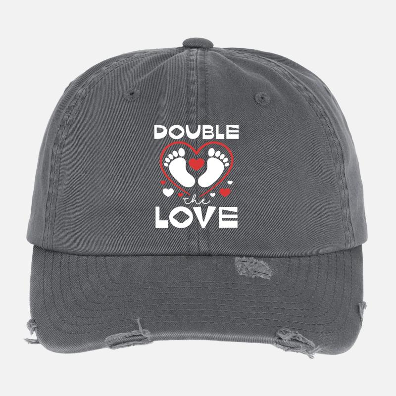 Design imprimé Double Love Heart Casquette vintage effet usé Flexfit