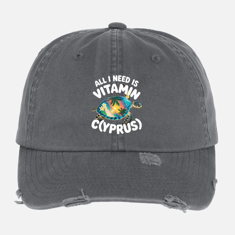 Chypre Tout ce dont j’ai besoin, c’est de vitamines Chypre Drapeau chypriote Casquette vintage effet usé Flexfit