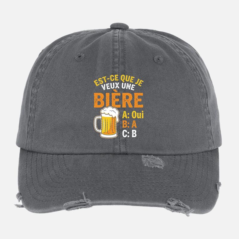 Möchte ich ein Bier? Witz Beauf Alkohol Humor Flexfit Vintage Destroyed Cap