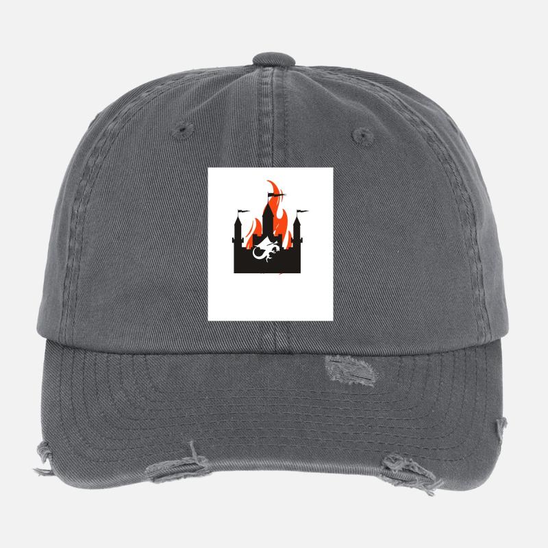 Château du Dragon en feu Casquette vintage effet usé Flexfit