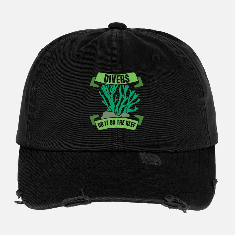 Diving Diver Snorkeling Recreational Diver Flexfit Vintage Destroyed Cap