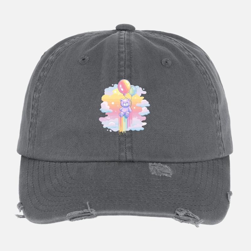 Pastellbär Ballonflug Flexfit Vintage Destroyed Cap