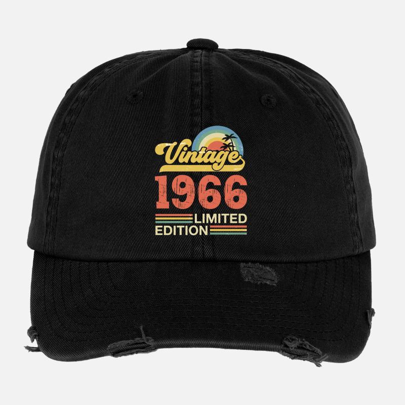 Vintage 1966 Anniversary Birthday Gift Flexfit Vintage Destroyed Cap