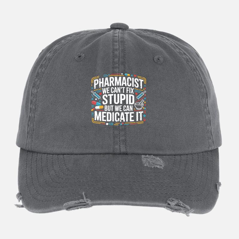 Apothekerwitz: Medikation statt Dummheit Flexfit Vintage Destroyed Cap