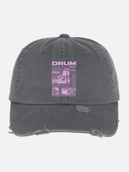Rock Drummer Drum Player Streetwear - Flexfit Vintage Destroyed Cap - dark grey - Front