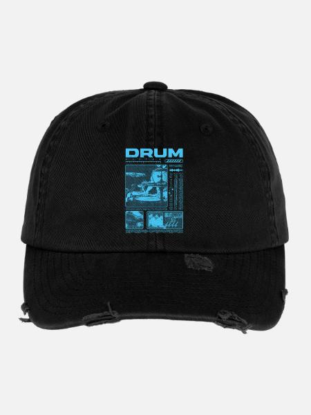Rock Drummer Drum Player Streetwear - Flexfit Vintage Destroyed Cap - black - Front