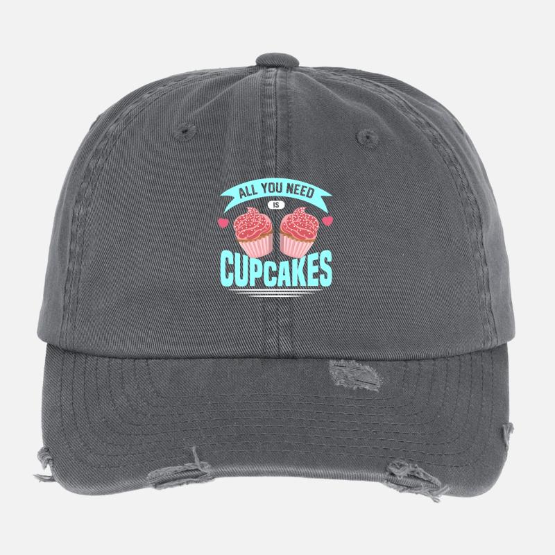 Tout ce dont vous avez besoin, ce sont des cupcakes, pour les amateurs de cupcakes Casquette vintage effet usé Flexfit