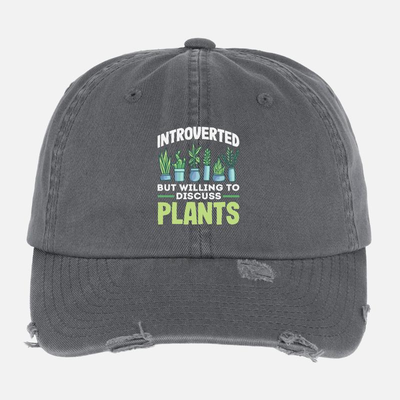 Introvert Discuss Plants Flexfit Vintage Destroyed Cap