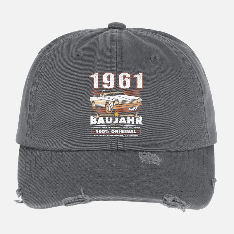 Baujahr 1961 Oldtimer Geburtstag Spruch 65 Flexfit Vintage Destroyed Cap