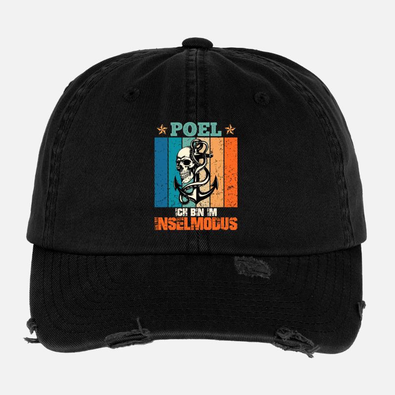Ostsee Urlaub POEL BIN IM INSEL MODUS Lustig Flexfit Vintage Destroyed Cap