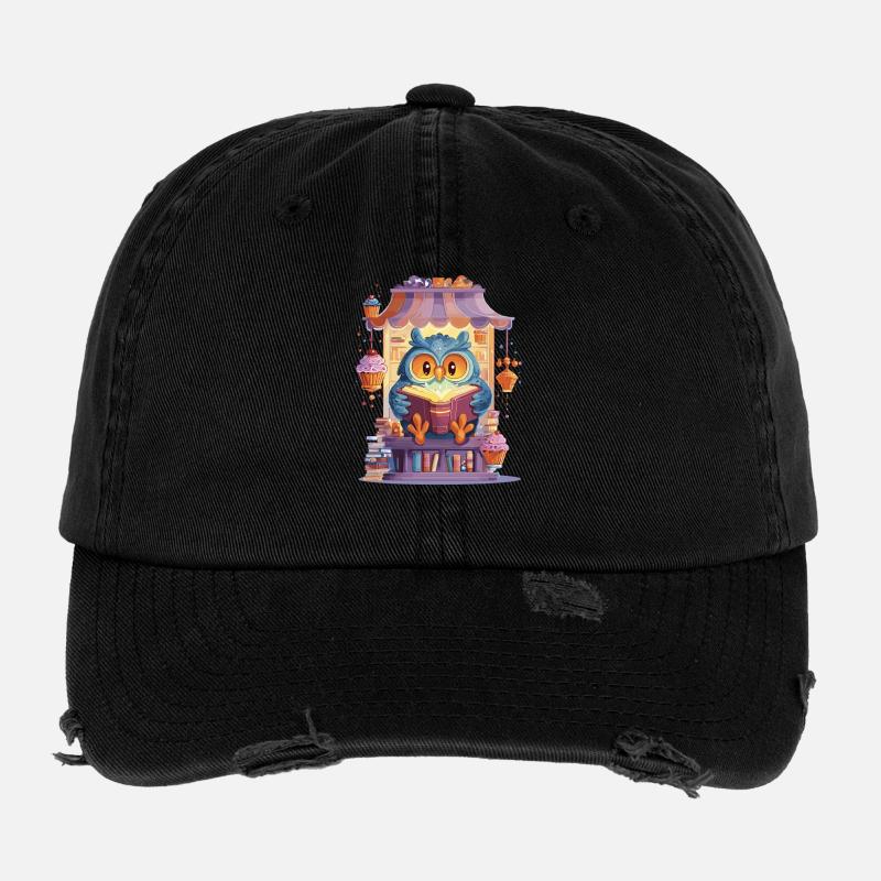 Lese Eule im Kuchenmarkt Flexfit Vintage Destroyed Cap