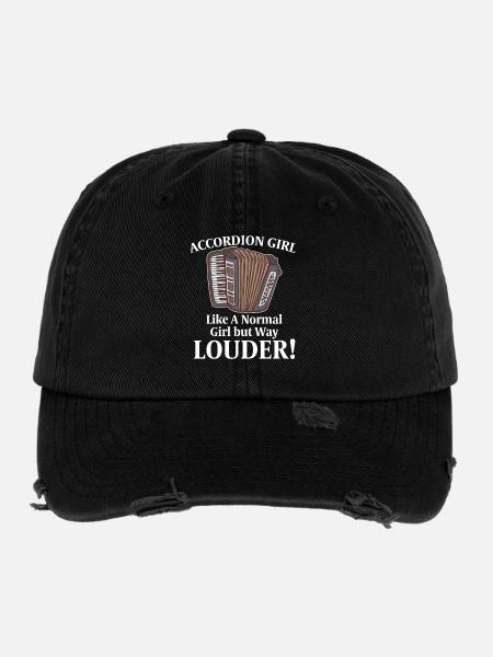 Akkordeonmädchen wie ein normales Mädchen, aber viel lauter - Flexfit Vintage Destroyed Cap - Schwarz