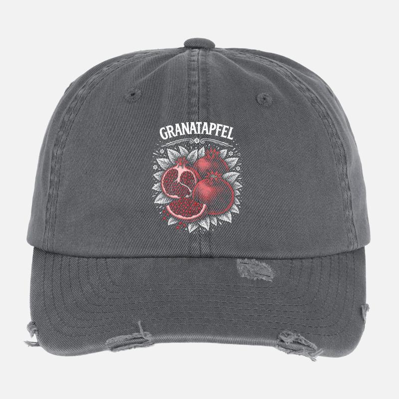 Pomegranate Contrast Print Red Berries Flexfit Vintage Destroyed Cap