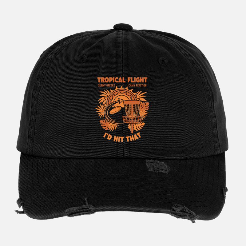 Tropical Flight Id Hit That Disc Golf Scene Flexfit Vintage Destroyed Cap