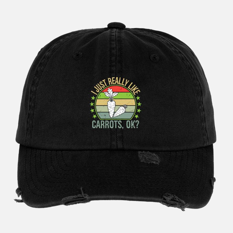 I Just Really Like Carrots Ok Flexfit Vintage Destroyed Cap