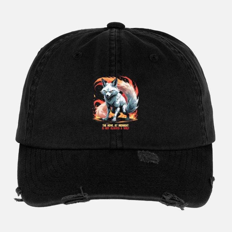 Kitsune Mythological Creatures Flexfit Vintage Destroyed Cap
