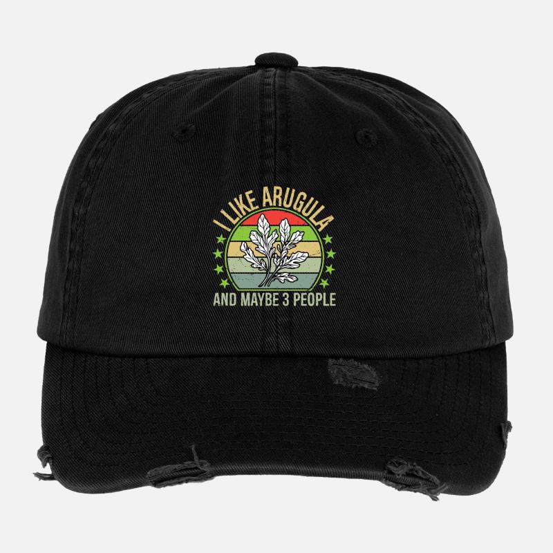 I Like Arugula And Maybe Three People Vintage Flexfit Vintage Destroyed Cap
