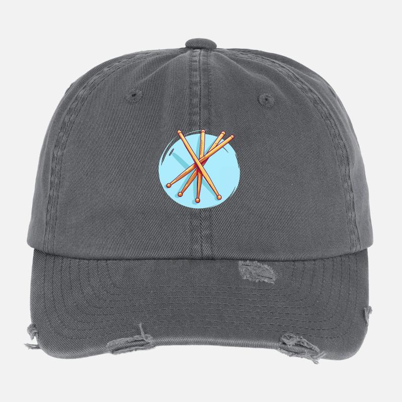 Dessin de baguettes de batterie Casquette vintage effet usé Flexfit