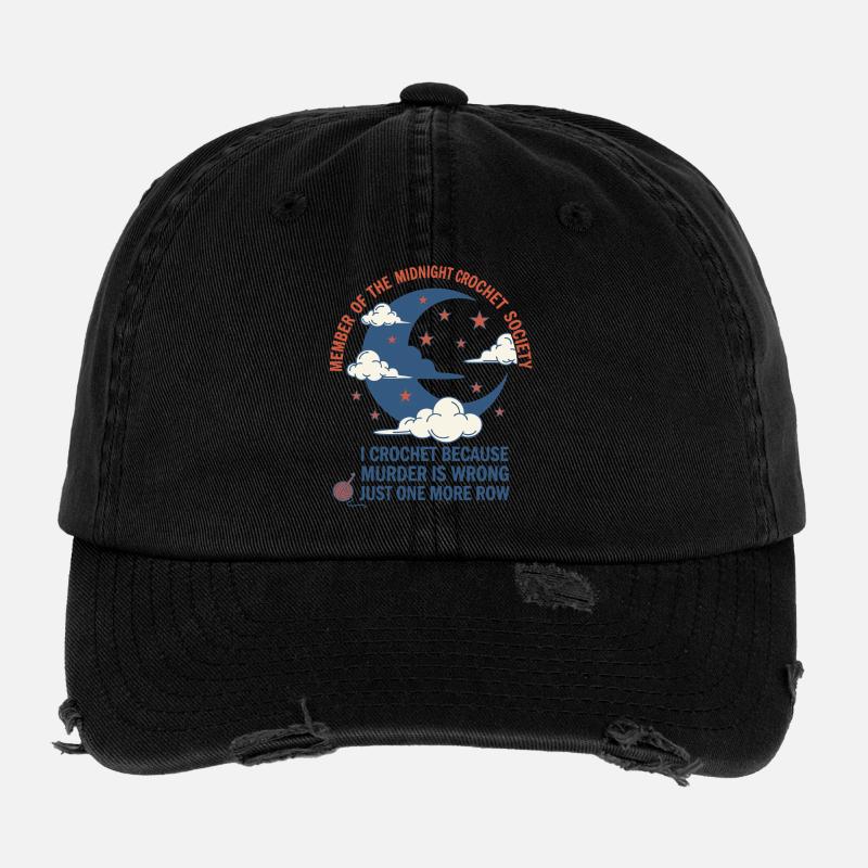 Midnight Crochet Society I Crochet Because Murder Flexfit Vintage Destroyed Cap
