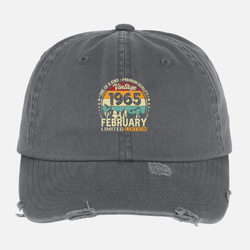 61e anniversaire février 1965 Millésime Casquette vintage effet usé Flexfit