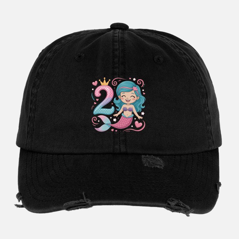 Sirène 2e anniversaire 2 ans Casquette vintage effet usé Flexfit