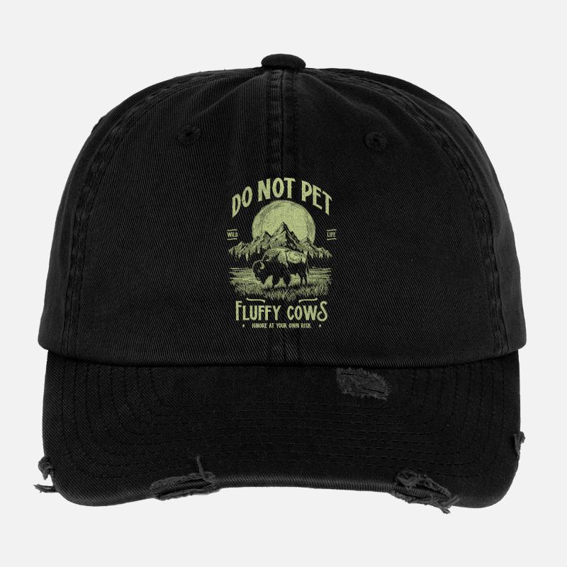 Les bisons vintage ne caressent pas les vaches duveteuses Bizons drôles Casquette vintage effet usé Flexfit