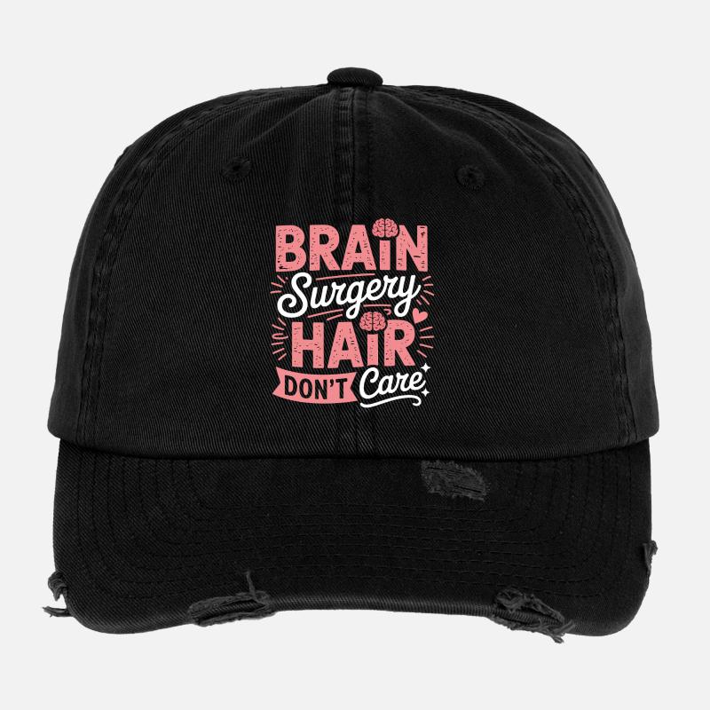 Brain Surgery Hair Don't Care Flexfit Vintage Destroyed Cap