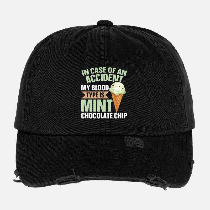 Minz-Schokoladen-Chip-Geschmack Waffelkegel Minze Flexfit Vintage Destroyed Cap