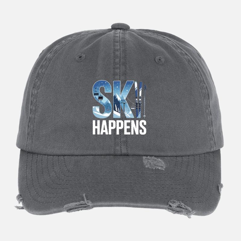 Ski Happens Flexfit Vintage Destroyed Cap