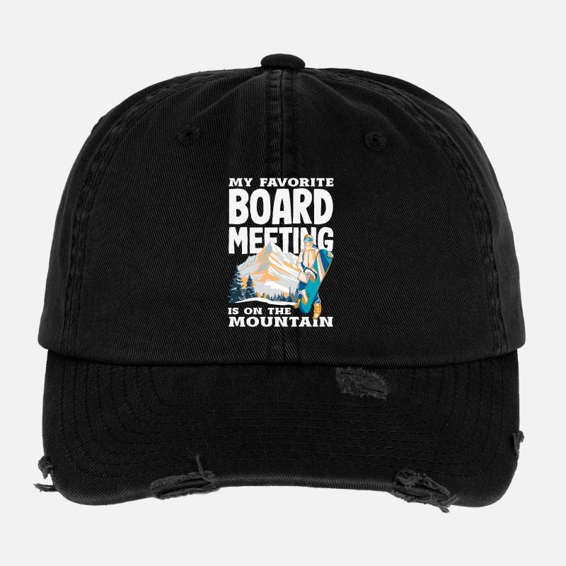 Snowboarden Snowboardtreffen Sessellift - Flexfit Vintage Destroyed Cap - Schwarz