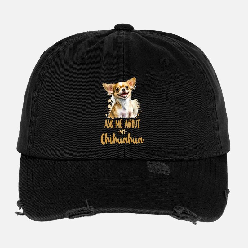 Chihuahua Chihuahueño Demandez-moi à propos de Casquette vintage effet usé Flexfit