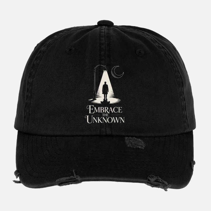 Chemin au clair de lune : Embrasser l’inconnu - Casquette vintage effet usé Flexfit - noir