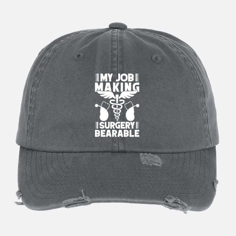 Anesthesiologist Surgery Bearable Specialist Flexfit Vintage Destroyed Cap