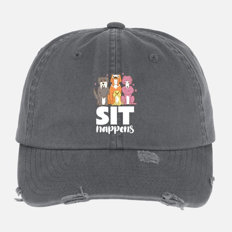 Hundebande Sit Happens Flexfit Vintage Destroyed Cap