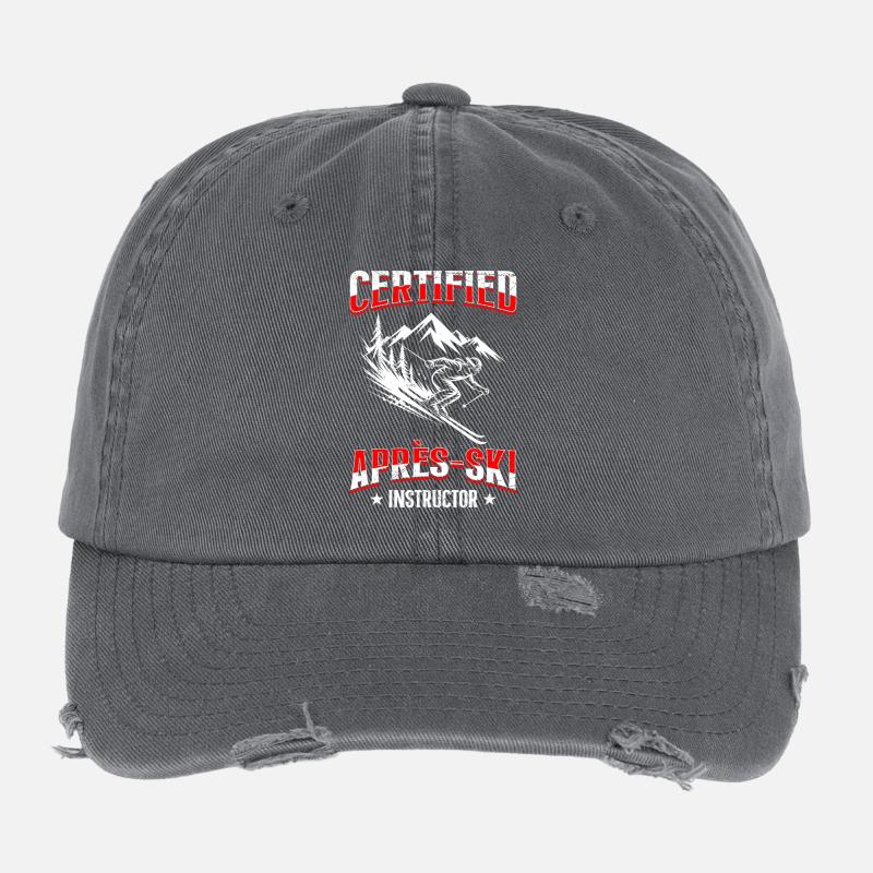 Skiing CERTIFIED APRÈS-SKI INSTRUCTOR FUNNY Flexfit Vintage Destroyed Cap