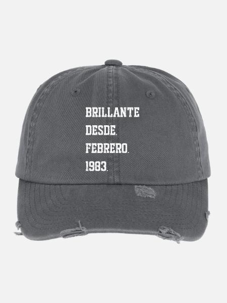 Date de naissance : février 1983 - Casquette vintage effet usé Flexfit - charbon - Devant