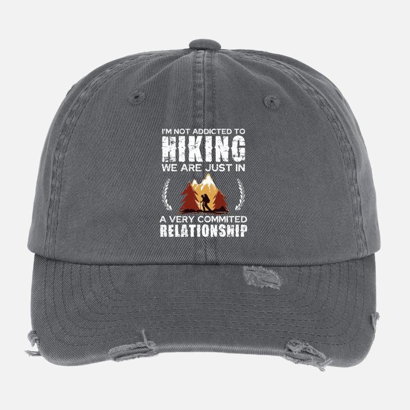 Hiking Commitment Tee Design Flexfit Vintage Destroyed Cap