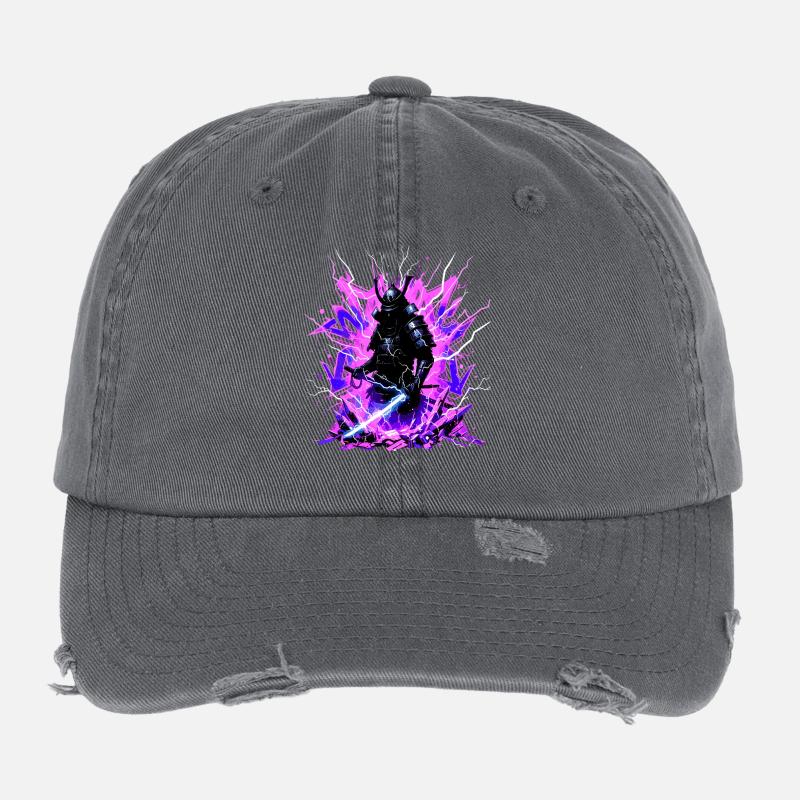 Cyber Samurai – Synthwave Katana Spirit Flexfit Vintage Destroyed Cap